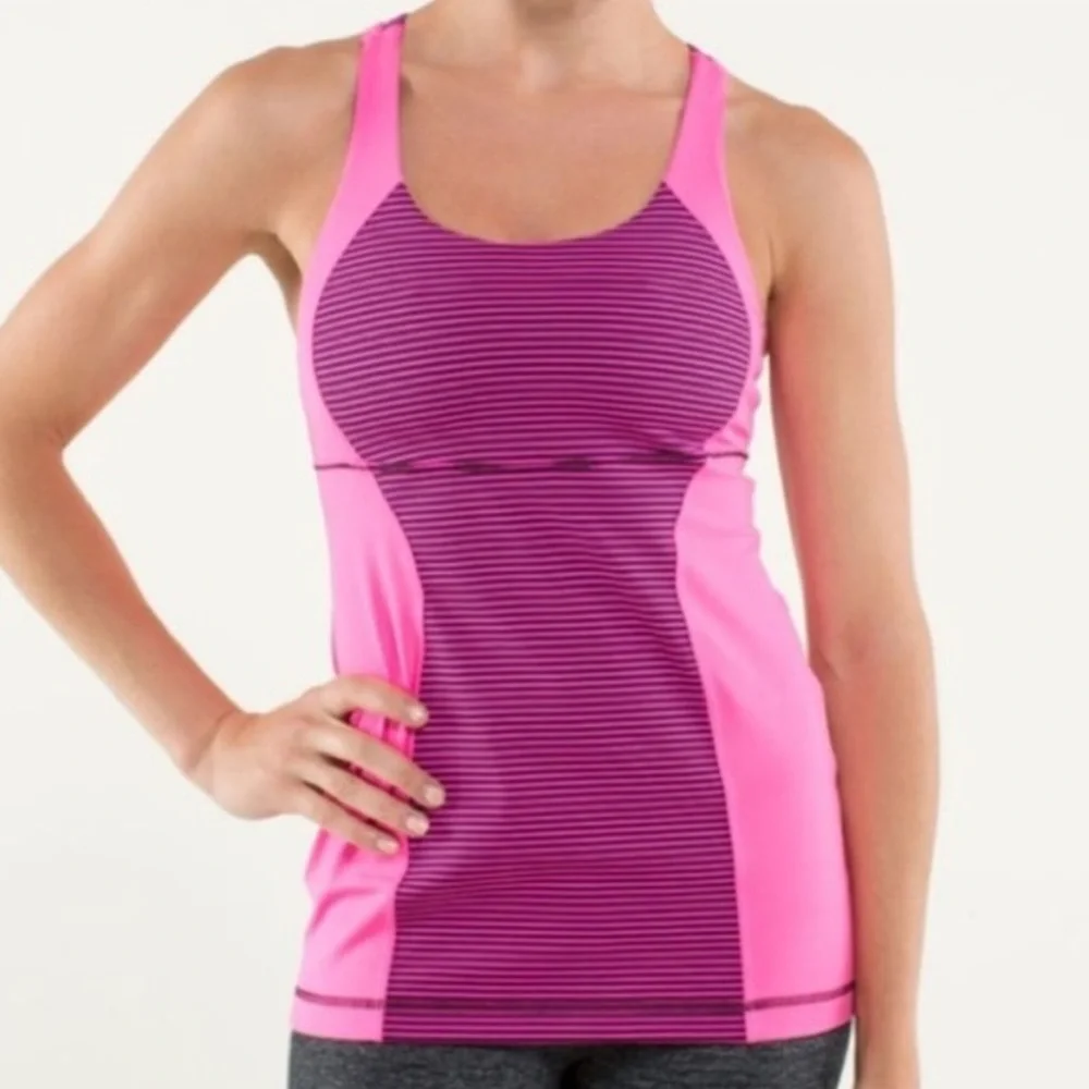 Lululemon Energy Tank Hyper Stripe Raspberry Glo